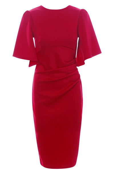 Olivia Side Ruched Bodycon Dress-Red