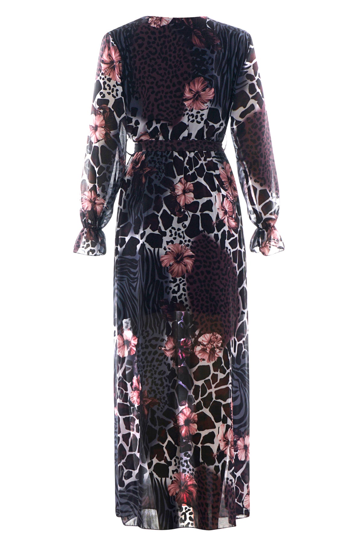 Thandie PLUS SIZE Animal & Floral Print Chiffon Maxi Dress