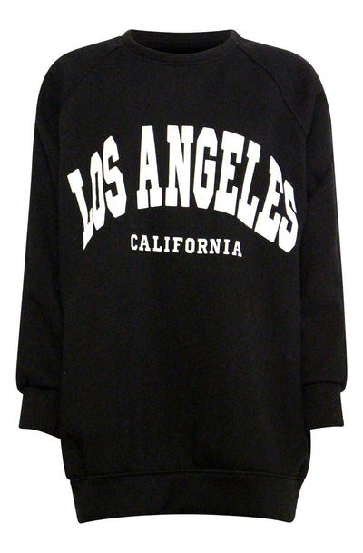 Vail Oversized 'LA California' Printed Jumper Sweatshirt-Black