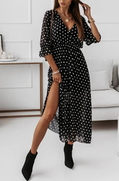 Zaneka Polka Dot Chiffon Maxi Dress - Catwalk Wholesale - wholesale clothing