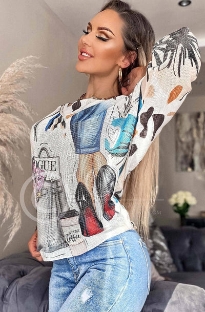 Shanice 'Vogue' Printed Batwing Top - Catwalk Wholesale - wholesale clothing